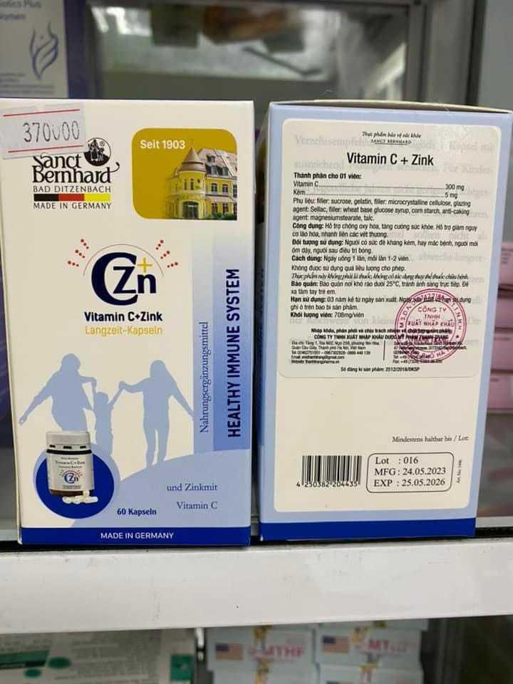 SANCT BERNHAND VITAMIN C+ ZINK – BỔ SUNG KẼM VÀ VITAMIN C