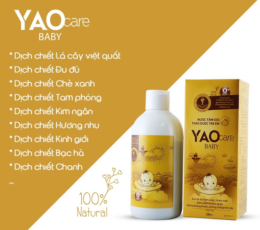 nước tắm gội thảo dược yaocare baby